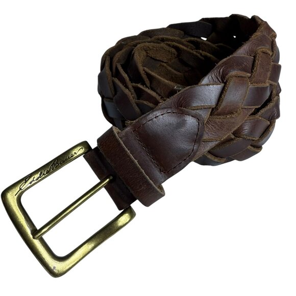 Eddie Bauer Braided Genuine Leather Belt – Brown – Size 40 - Picture 1 of 6